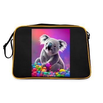 boxing kangaroo comic drawing animal australia - Retro Bag - black/gold - Back