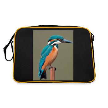 kingfisher on the branch - Retro Bag - black/gold - Back