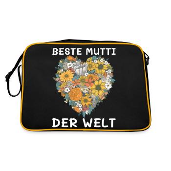 BESTE Mutti DER WELT Geschenk - Retro Tasche - Schwarz/Gold - Hinten