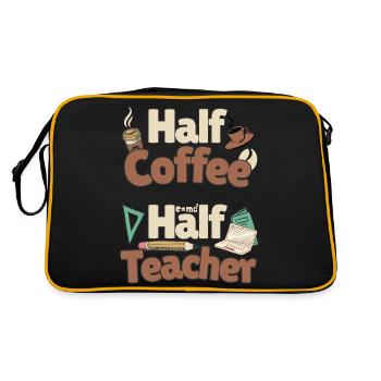 Half Coffee half Teacher - Halb Kaffee halb Lehrer - Retro Bag - black/gold - Back