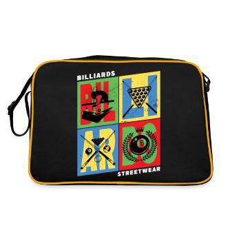Billard Pool Snooker Queue Kugeln Vintage Retro - Retro Tasche - Schwarz/Gold - Hinten
