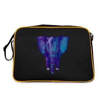 Geometrischer blauer Elefant - Retro Tasche - Schwarz/Gold - Hinten