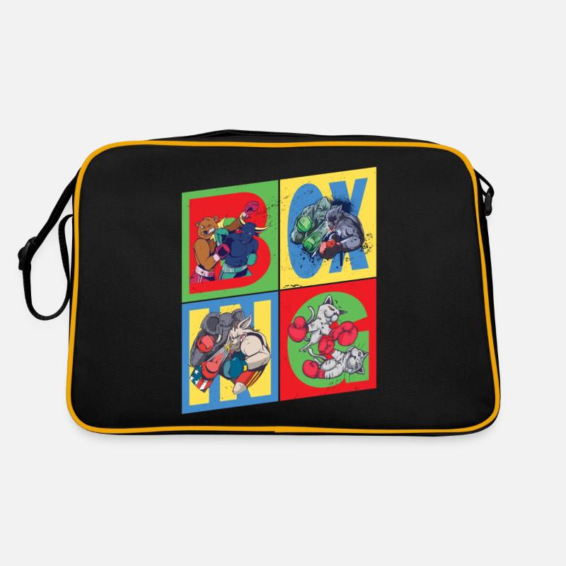Boxe Boxer Boxe Match Sport Animaux Dessin animé Comic Sac Retro