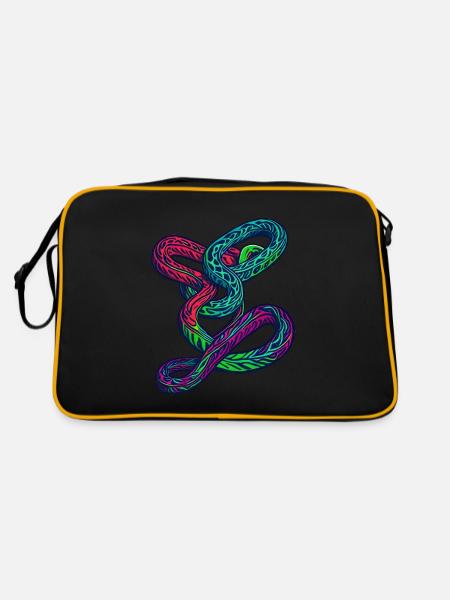 Einfache endlose Schlange - Retro Tasche - Schwarz/Gold - Hinten