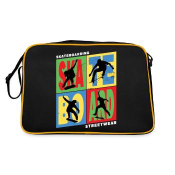 Skateboarding Skate Skater Skateboard Sk8 Vintage - Retro Tasche - Schwarz/Gold - Hinten