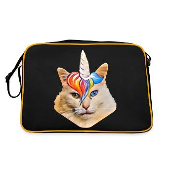 Chat cool avec corne de licorne et frise élégante - Sac Retro - noir/or - Dos