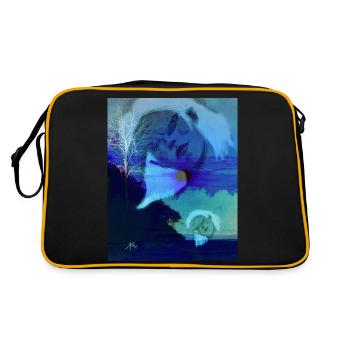 Die Puppenspielerin in blau - Retro Tasche - Schwarz/Gold - Hinten