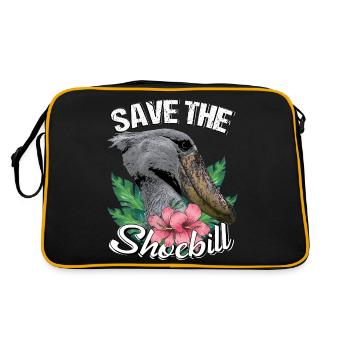 Schuhschnabel Save the shoebill - Retro Tasche - Schwarz/Gold - Hinten