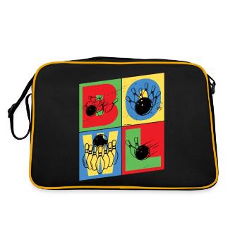 Bowling Bowling Bowling Ball Quilles Joueurs de bowling - Sac Retro - noir/or - Dos