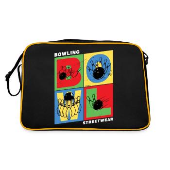 Bowling Bowling Bowling Ball Quilles Joueurs de bowling - Sac Retro - noir/or - Dos