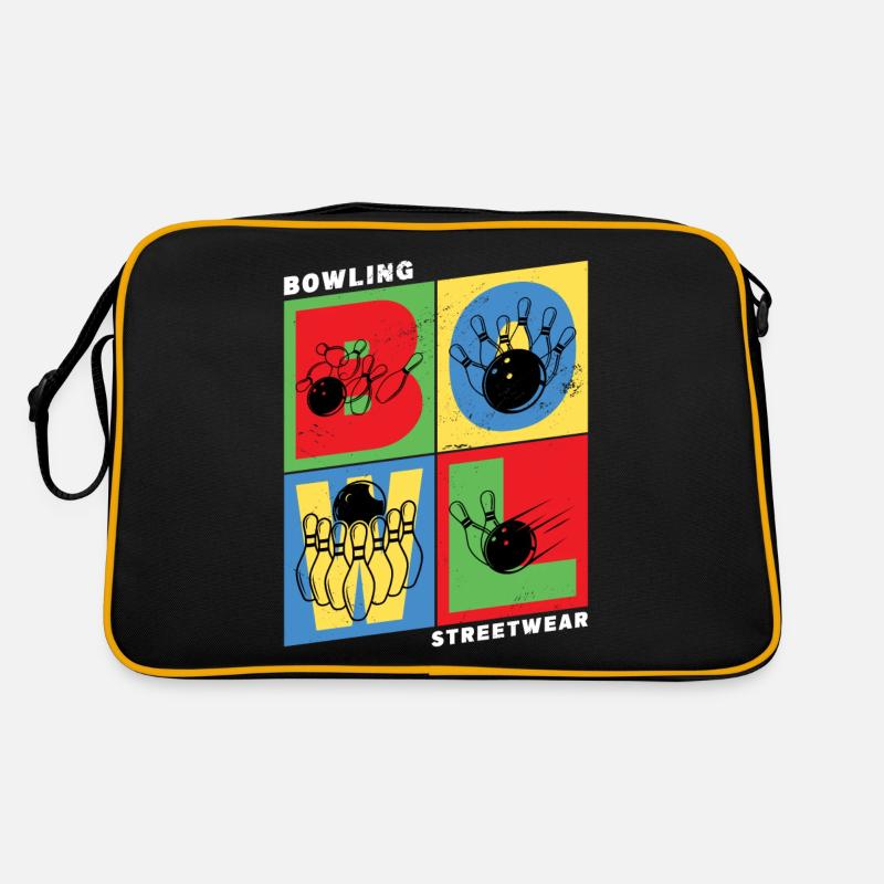 Bowling Bowling Bowling Ball Pins Bowling Players Retro Bag