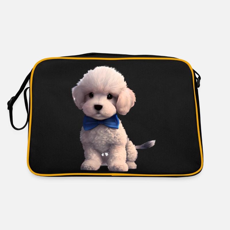 Propriétaire de chien Caniche avec nœud papillon Chiot de chien Chiot caniche Sac Retro