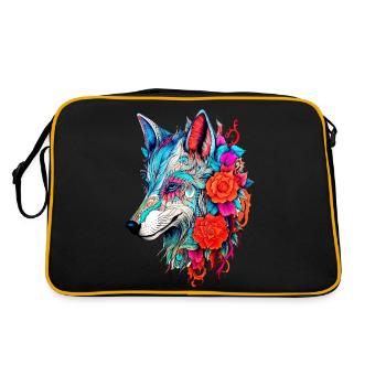 Wolf with Flowers Girls - Retro Bag - black/gold - Back