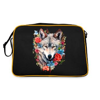 Wolf with Flowers Girls - Retro Bag - black/gold - Back