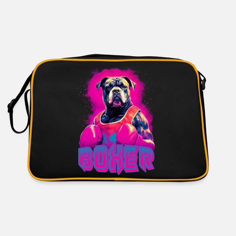 Chien Boxer avec gants de boxe Sac Retro
