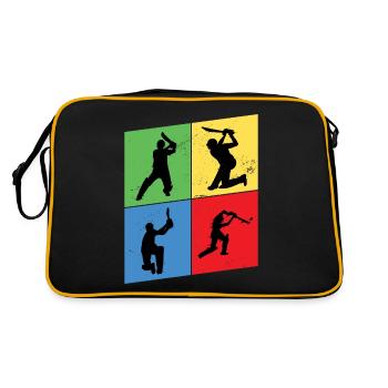 Cricket Cricketer Batsman Sport Vintage - Retro Bag - black/gold - Back