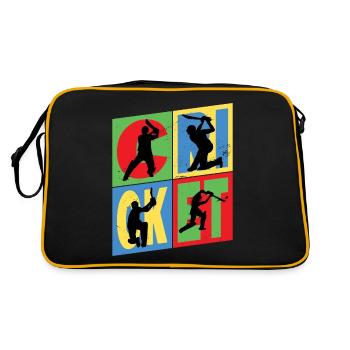 Cricket Cricketer Batsman Sport Vintage - Retro Bag - black/gold - Back
