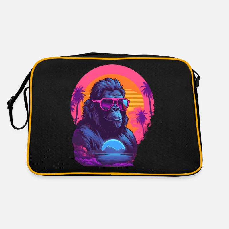 Synthwave gorilla wearing sunglasses Retro Bag