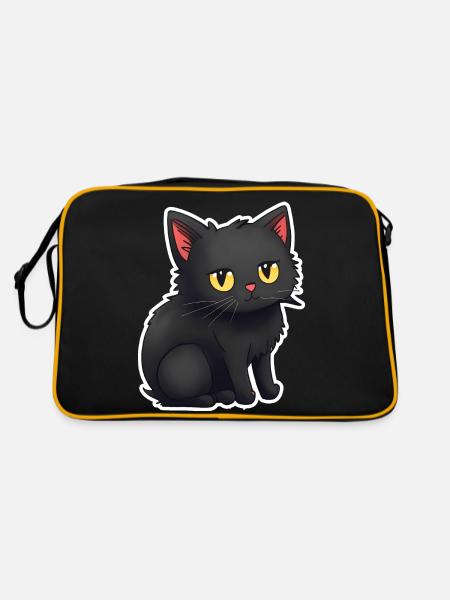 Cute Black Cats Sticker Stickers - Retro Bag - black/gold - Back