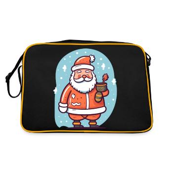 Santa Claus im Schnee - Retro Tasche - Schwarz/Gold - Hinten