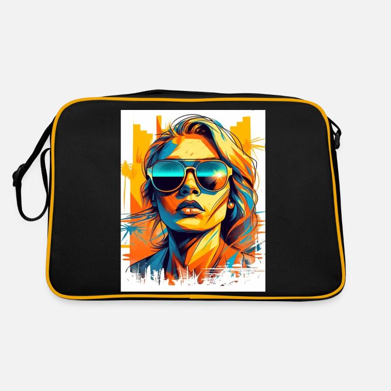 Surferin - Retro Tasche - Schwarz/Gold
