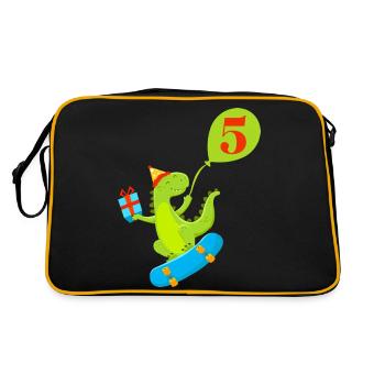 5th Anniversary Cute Dinosaur - Retro Bag - black/gold - Back