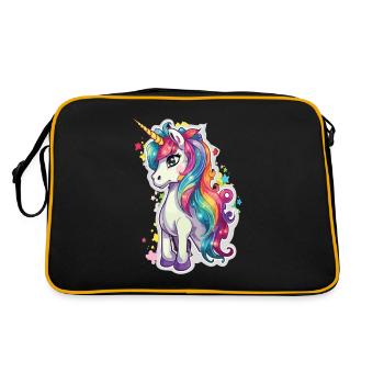 Magisches Fabelwesen Geschöpf der Reinheit Einhorn - Retro Tasche - Schwarz/Gold - Hinten