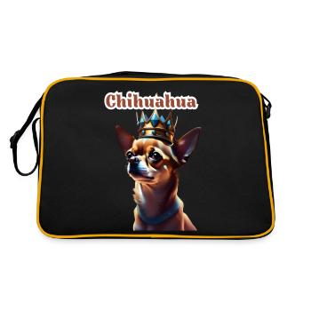 Chihuahua avec chemise couronne et accessoires - Sac Retro - noir/or - Dos