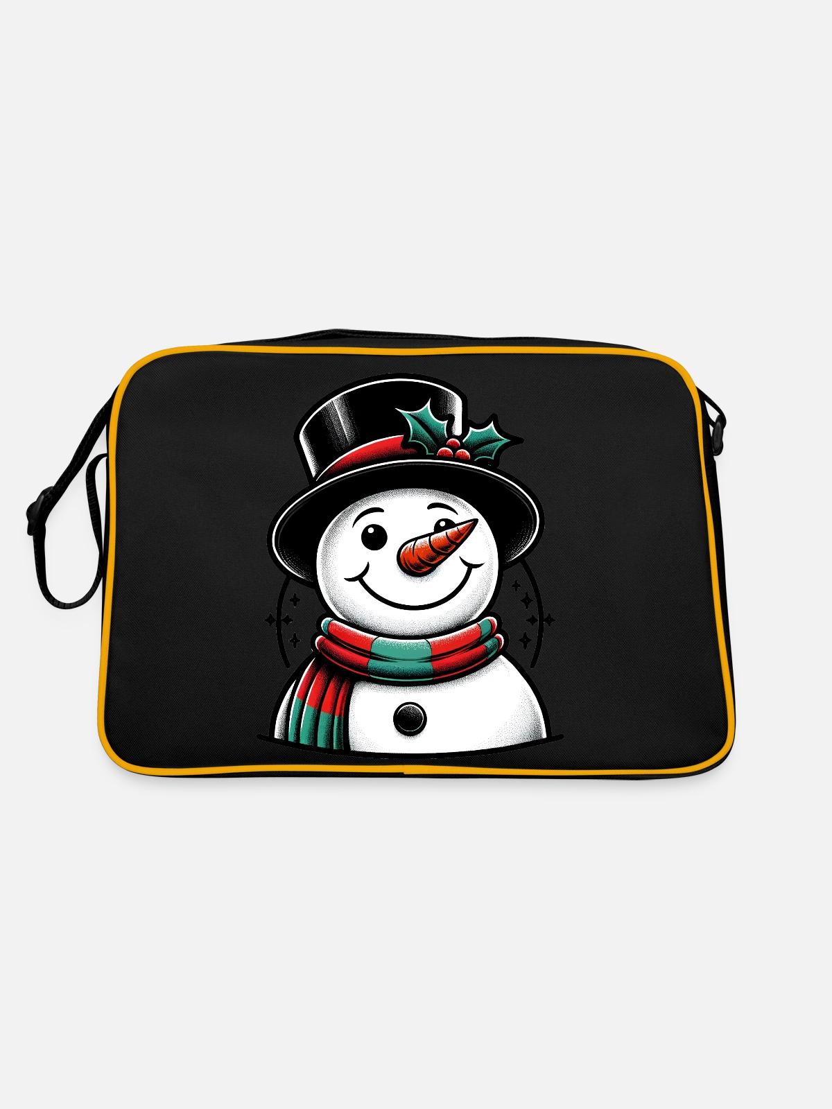 Snowman with hat - Retro Bag - black/gold - Back