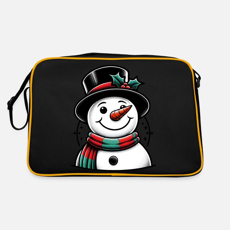 Schneemann mit Hut Retro Tasche