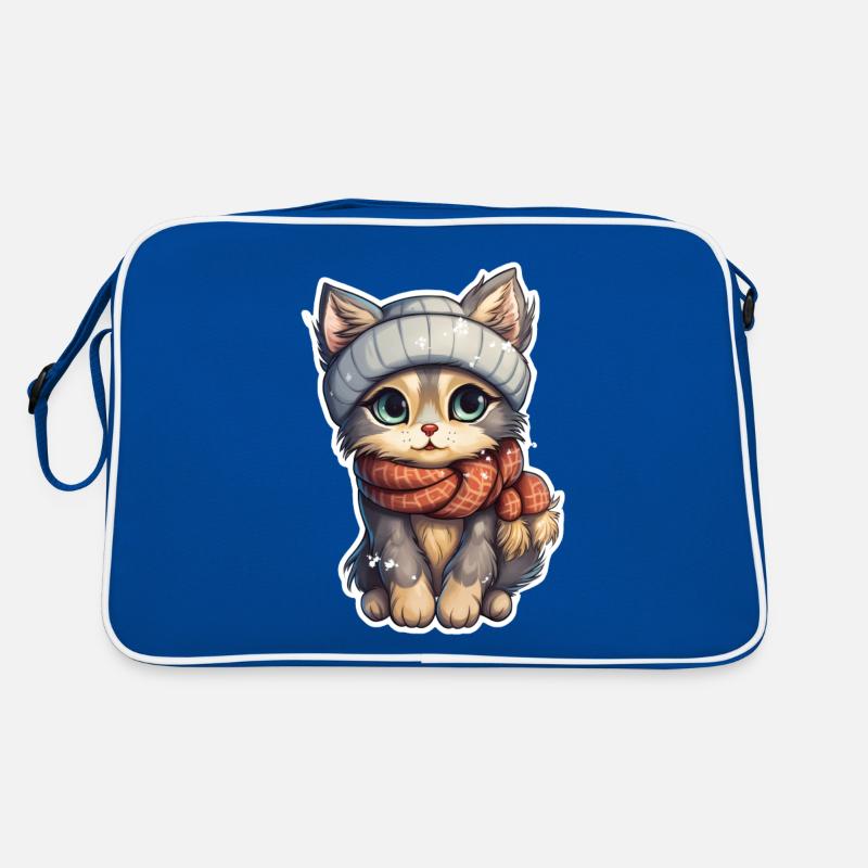 Katze im Winter Retro Tasche