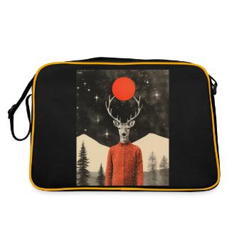 Surreal reindeer winter collage - Retro Bag - black/gold - Back