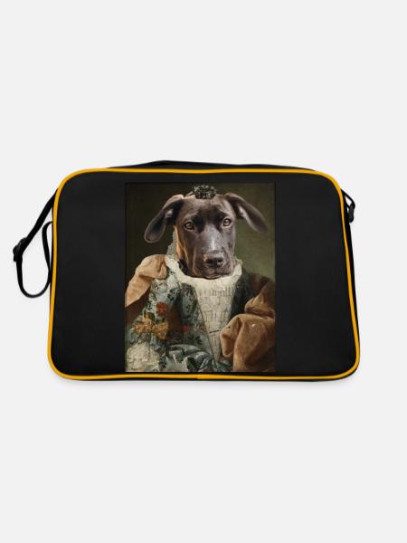 Adeliger Hund - Retro Tasche - Schwarz/Gold - Hinten