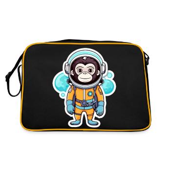 Affe Astronaut Illustration - Retro Tasche - Schwarz/Gold - Hinten