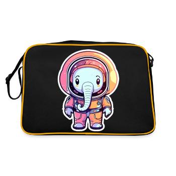 Elephant Astronaut Illustration - Retro Bag - black/gold - Back