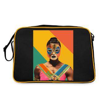 Women Mexican Wrestling Art Vintage Paper Craft - Retro Bag - black/gold - Back