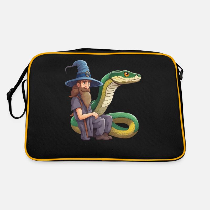Zauberer Schlange Anakonda snake Natter Boa Python Retro Tasche