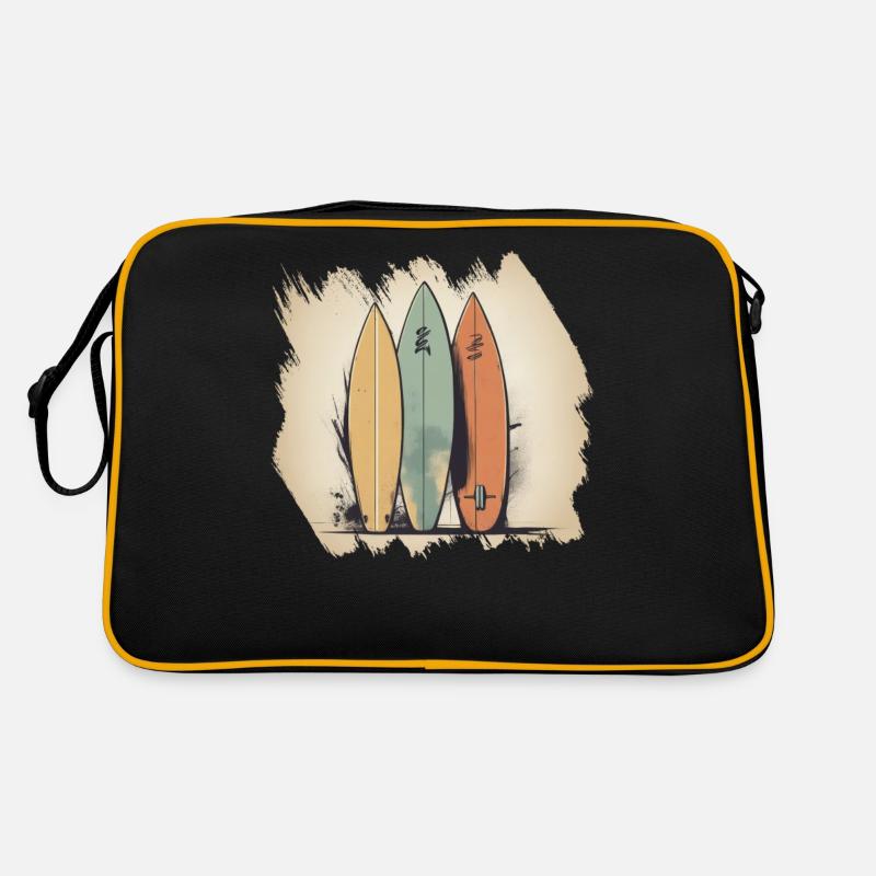 Planche de surf, Supboard, SUP, Plage, Tropical, Mer, Palm - Sac Retro - noir/or