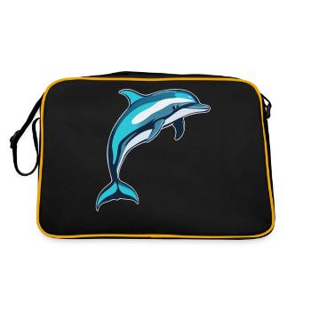 Delphin Delfin Tier Meer Dolphin Wasser Fisch - Retro Tasche - Schwarz/Gold - Hinten