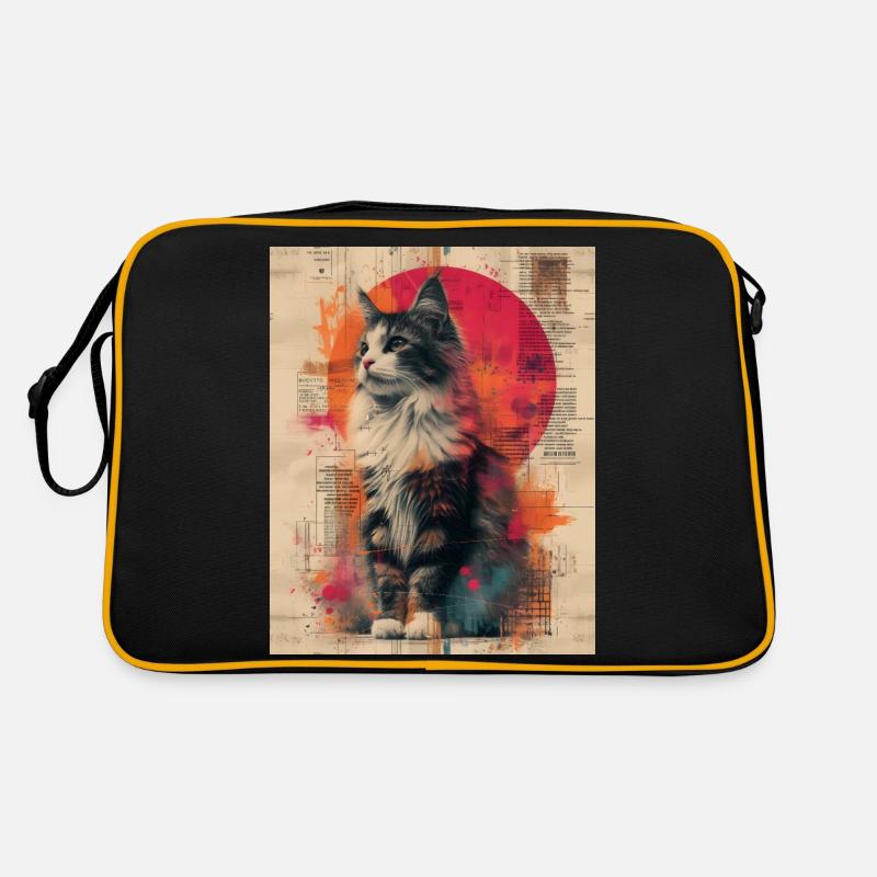 Majestic Mouser : Impression d’Art abstraite Vintage chat - Sac Retro - noir/or