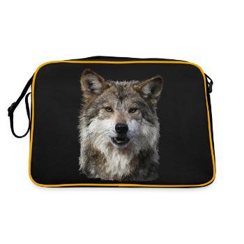Wolf - Retro Tasche - Schwarz/Gold - Hinten