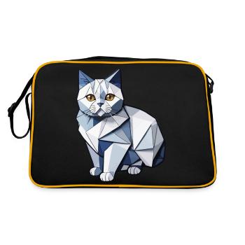 Britisch Kurzhaar Katze Origami - Retro Tasche - Schwarz/Gold - Hinten