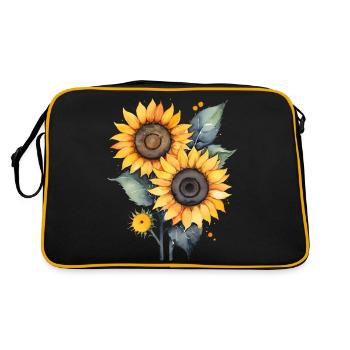 Sonnenblumen - Retro Tasche - Schwarz/Gold - Hinten
