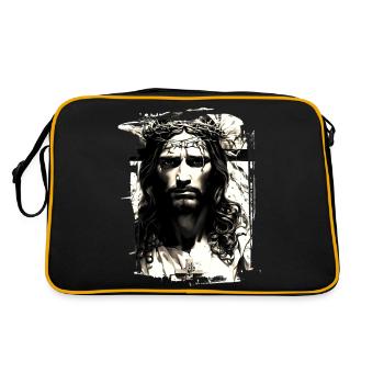 jesus bible christian religion christian cross christian - Retro Bag - black/gold - Back