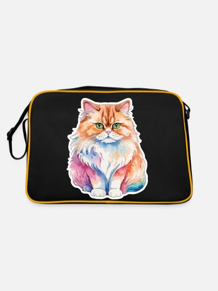Persian Cat Watercolors - Retro Bag - black/gold - Back