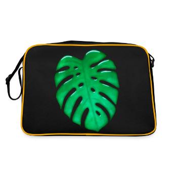 Monstera Glasblatt - Retro Tasche - Schwarz/Gold - Hinten