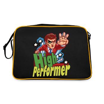 Highperformer in Siegerpose, wecke dein Potenzial - Retro Tasche - Schwarz/Gold - Hinten