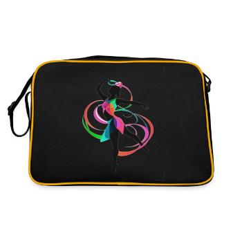 Frau,turnerin,rsg, gymnastik, illustration, bunt - Retro Tasche - Schwarz/Gold - Hinten