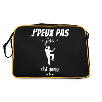 Ich kann kein Chi Gong haben - Retro Tasche - Schwarz/Gold - Hinten