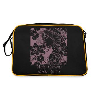 Jardin, Plante Dame, Fleurs, floral - Sac Retro - noir/or - Dos